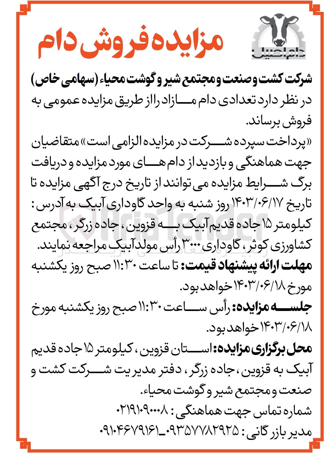 تصویر کوچک آگهی فروش تعدادی دام مازاد