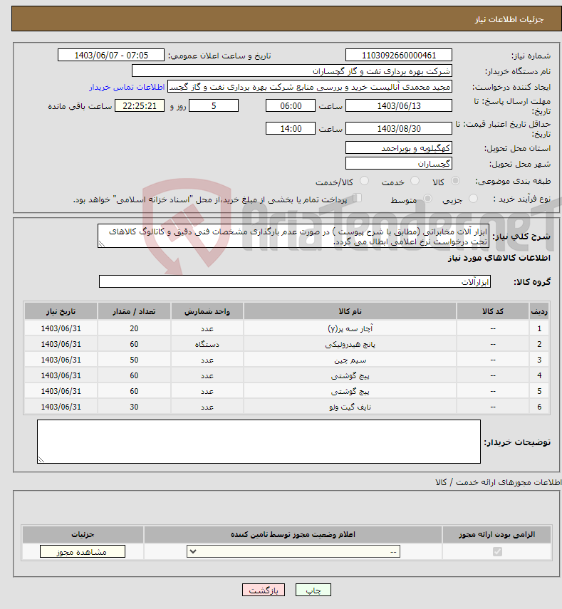 تصویر کوچک آگهی نیاز انتخاب تامین کننده-ابزار آلات مخابراتی (مطابق با شرح پیوست ) در صورت عدم بارگذاری مشخصات فنی دقیق و کاتالوگ کالاهای تحت درخواست نرخ اعلامی ابطال می گردد.