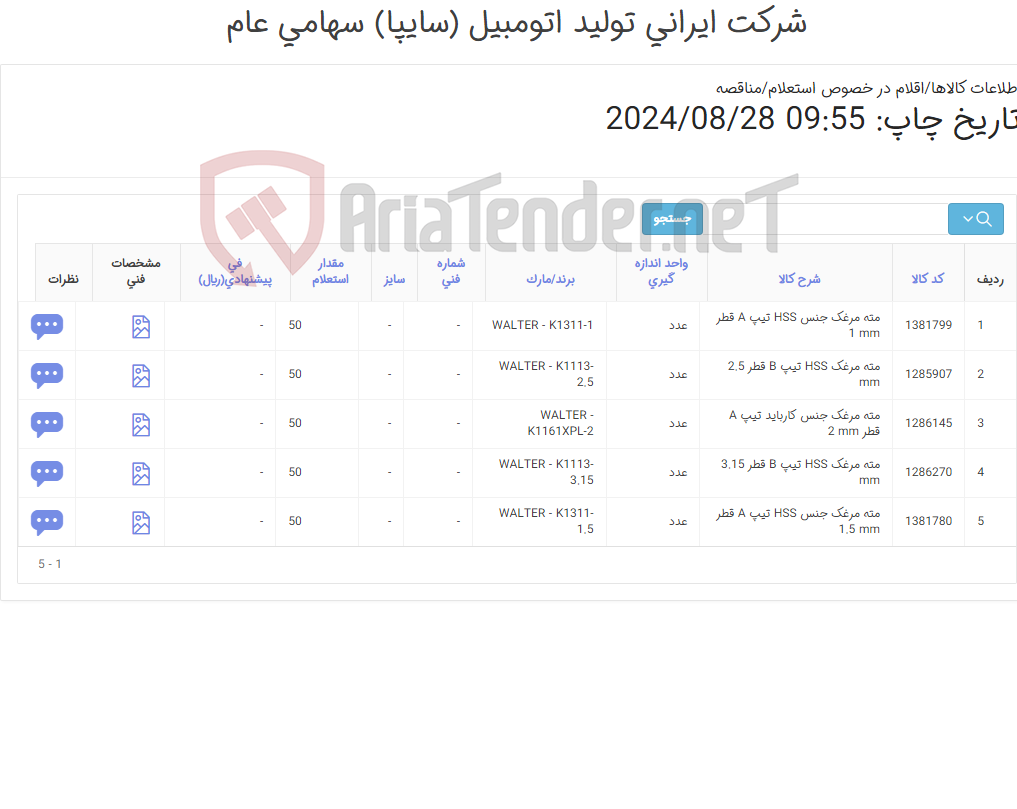 تصویر کوچک آگهی انواع مته مرغک PDD (کارشناس خرید: میرزاخانی 48954319) فقط برند درخواستی قیمت داده شود.