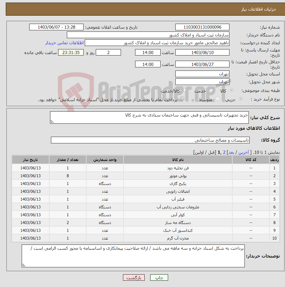 تصویر کوچک آگهی نیاز انتخاب تامین کننده-خرید تجهیزات تاسیساتی و فنی جهت ساختمان ستادی به شرح کالا