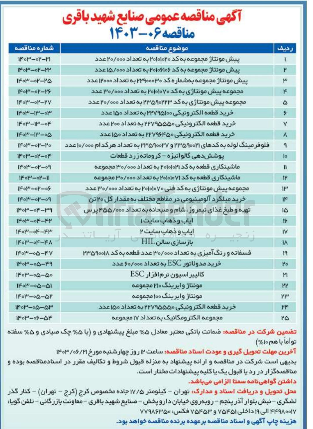 تصویر کوچک آگهی پیش مونتاژ مجموعه به شماره کد ۲۲۹۰۰۰۳۰ به تعداد ۱۲۰۰۰ عدد 