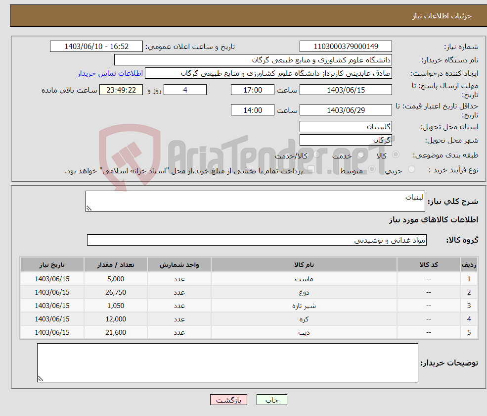 تصویر کوچک آگهی نیاز انتخاب تامین کننده-لبنیات