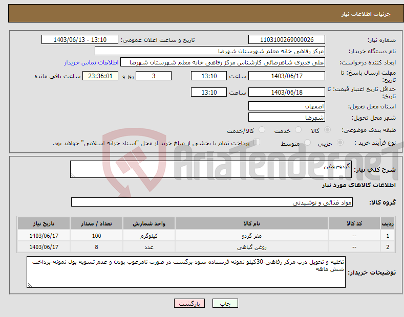 تصویر کوچک آگهی نیاز انتخاب تامین کننده-گردو-روغن