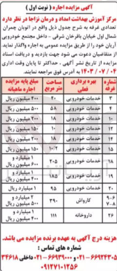 تصویر کوچک آگهی اجاره  تعدادی غرفه :
خدمات خودرویی - کارواش - داروخانه