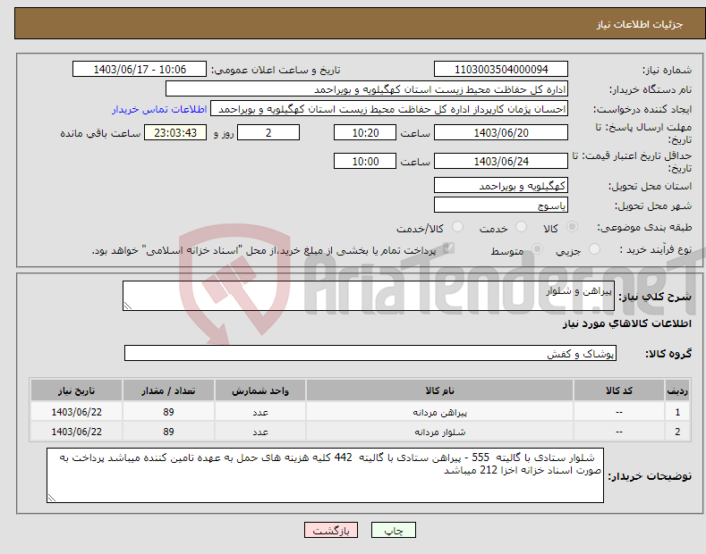 تصویر کوچک آگهی نیاز انتخاب تامین کننده-پیراهن و شلوار