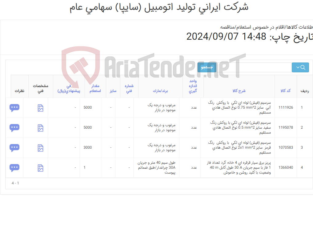 تصویر کوچک آگهی 4آیتم پریز برق سیار و سرسیم