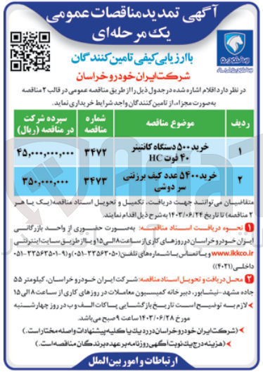 تصویر کوچک آگهی خرید 500 دستگاه کانتینر 40 فوت hc