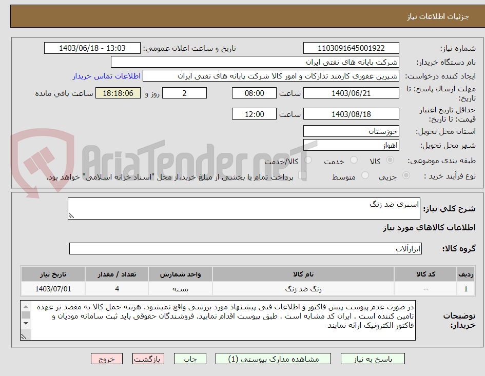 تصویر کوچک آگهی اسپری ضد زنگ