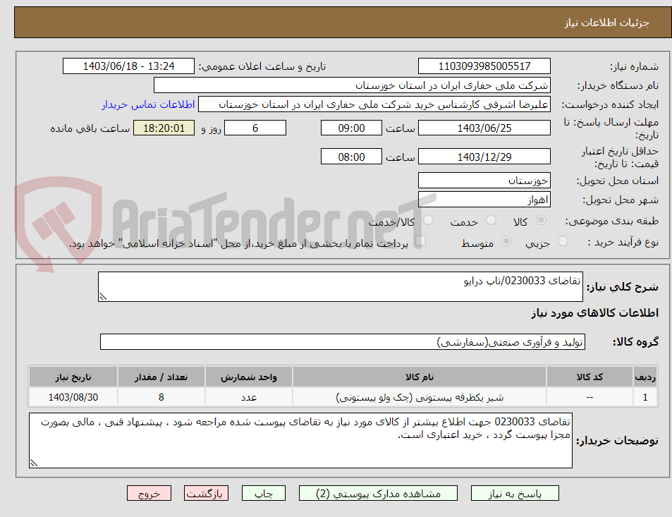 تصویر کوچک آگهی تقاضای 0230033/تاپ درایو