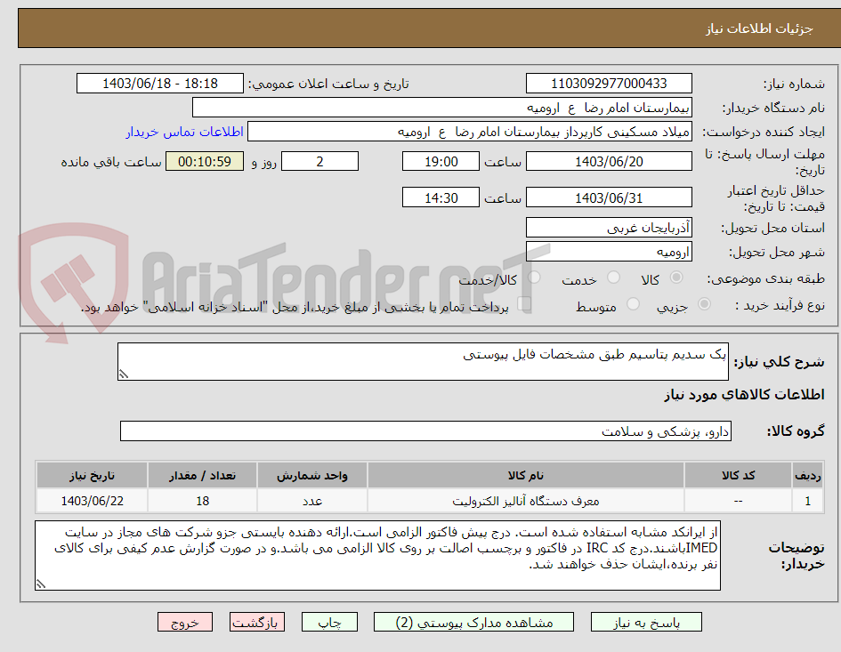 تصویر کوچک آگهی پک سدیم پتاسیم طبق مشخصات فایل پیوستی
