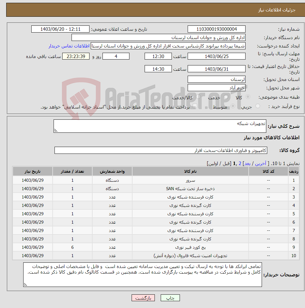 تصویر کوچک آگهی نیاز انتخاب تامین کننده-تجهیزات شبکه