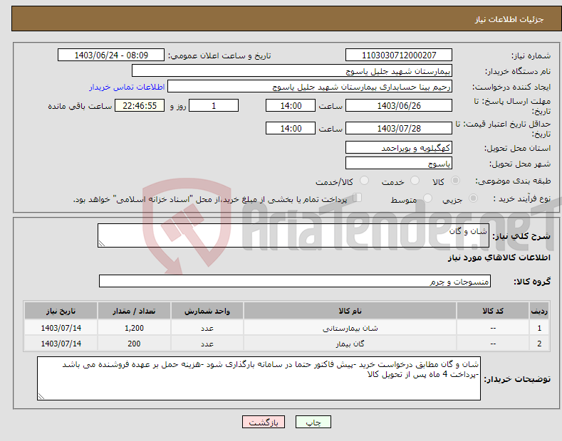 تصویر کوچک آگهی نیاز انتخاب تامین کننده-شان و گان 