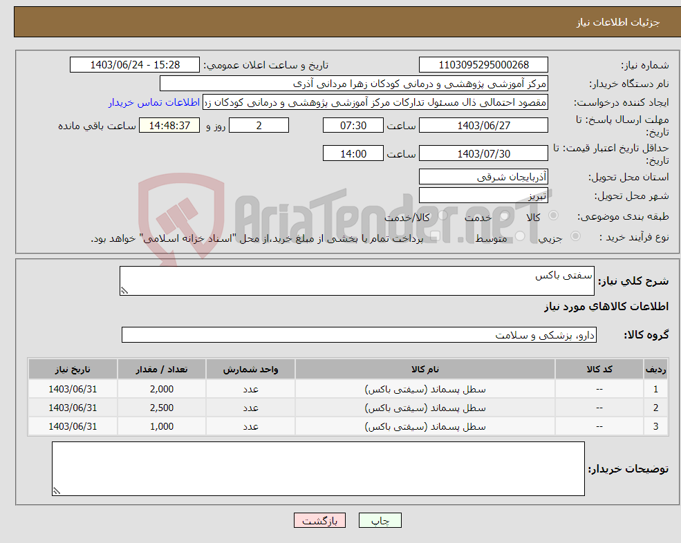 تصویر کوچک آگهی نیاز انتخاب تامین کننده-سفتی باکس