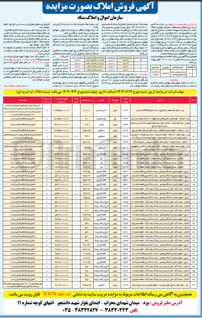 تصویر کوچک آگهی فروش املاک در 38 ردیف با کاربری های اداری تجاری، باغ مسکونی، باغات، مسکونی، بایر، خارج از بافت روستایی، فاقد کاربری