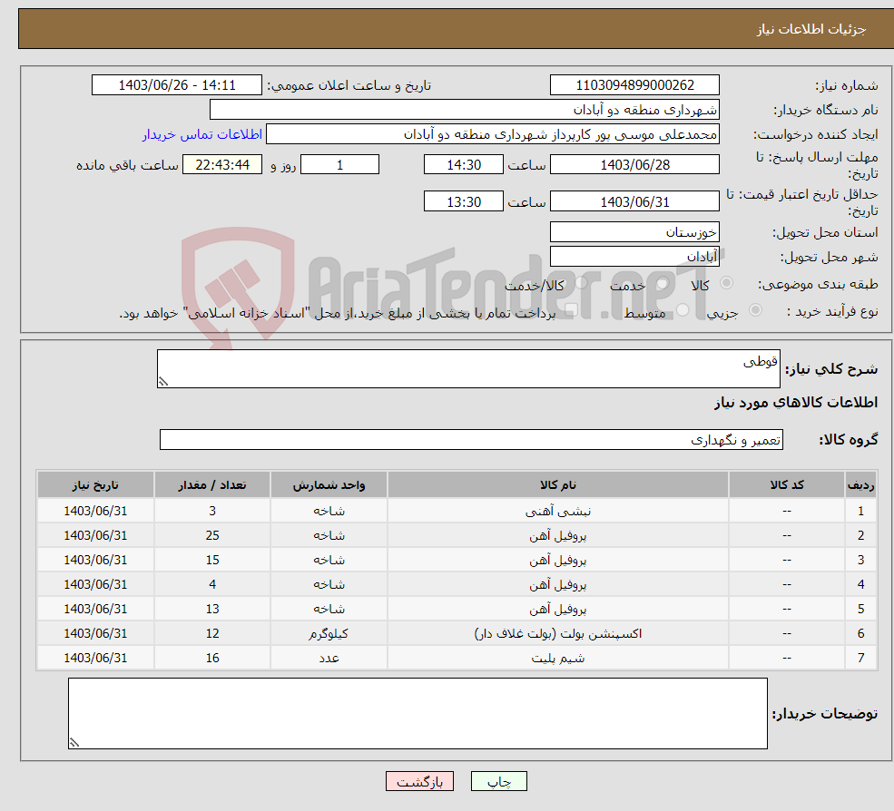 تصویر کوچک آگهی نیاز انتخاب تامین کننده-قوطی