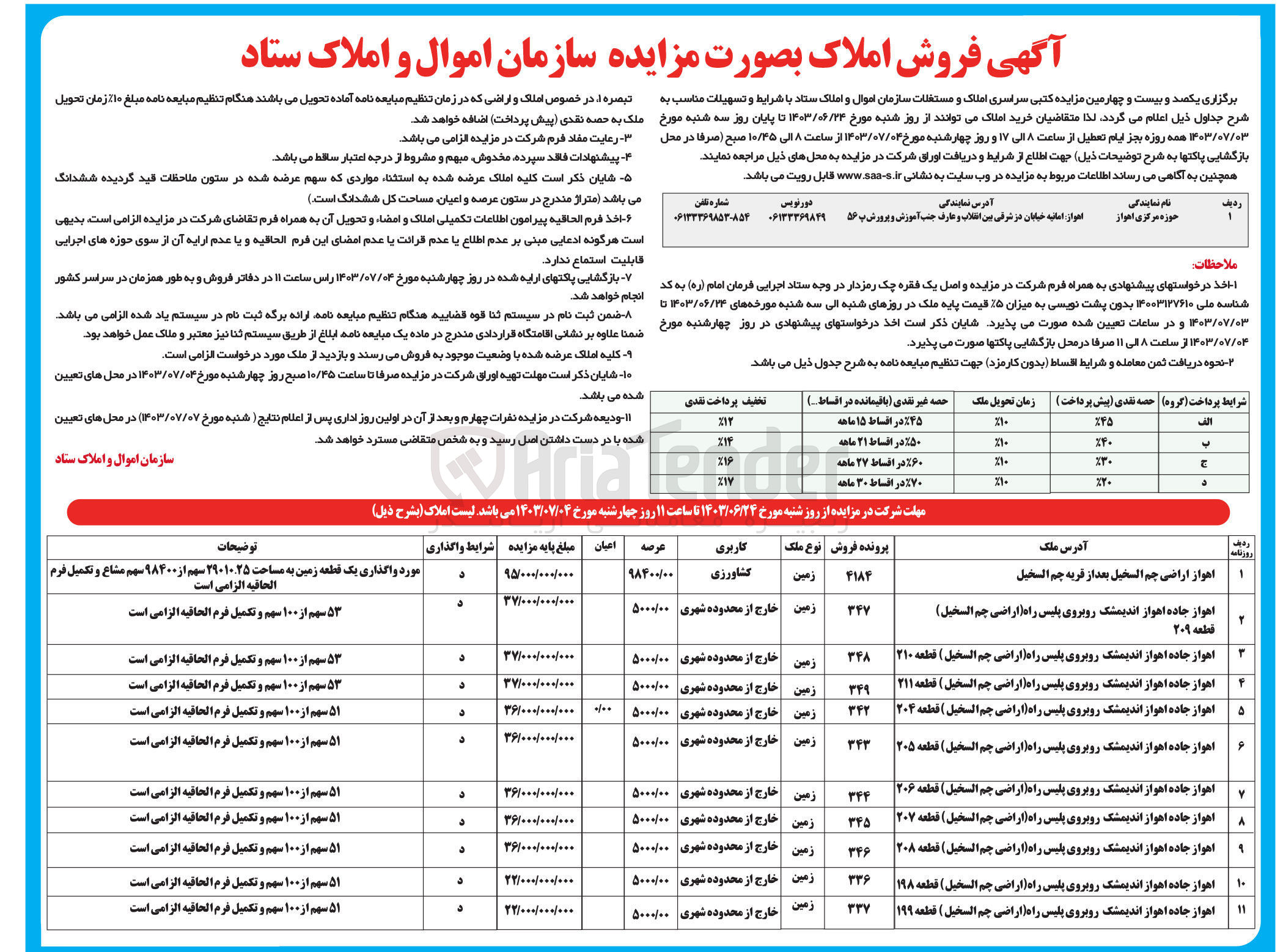 تصویر کوچک آگهی فروش املاک و مستغلات در 11 ردیف با کاربری های کشاورزی و خارج از محدوده شهری
