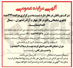 تصویر کوچک آگهی فروش 33 عدد تابلوی تبلیغاتی واقع در فاز 4 آزادراه تهران شمال 