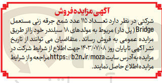 تصویر کوچک آگهی فروش  تعداد ۱۱۵ عدد شمع جرقه زنی مستعمل Bridge (پل دار) مربوط به مولدهای ۱۸ سیلندر
