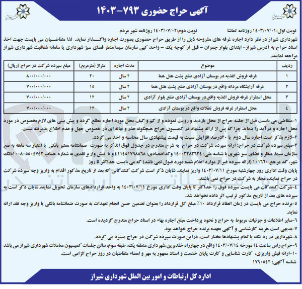 تصویر کوچک آگهی اجاره غرفه اغذیه فروشی -آرایشگاه مردانه -فروش تنقلات 