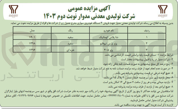 تصویر کوچک آگهی فروش 3 دستگاه خودرو سواری 