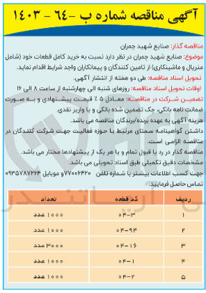 تصویر کوچک آگهی خرید کامل قطعات خود شامل متریال و ماشینکاری 