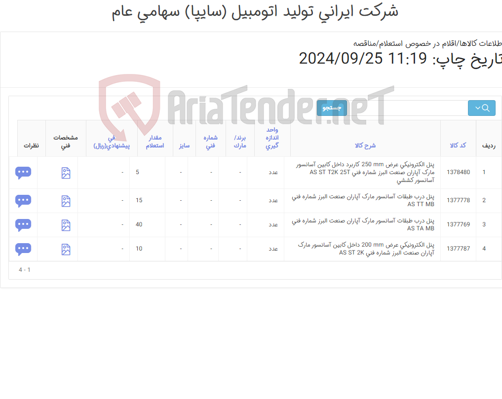 تصویر کوچک آگهی اقلام یدکی آسانسور