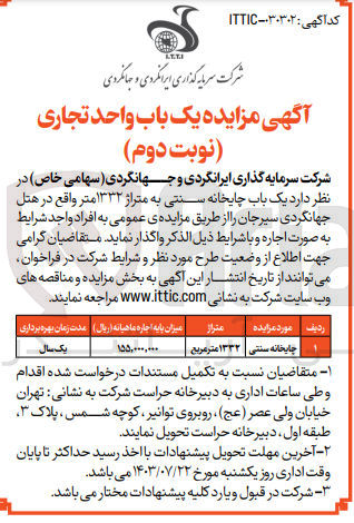 تصویر کوچک آگهی واگذاری یک باب چایخانه سنتی به متراژ 1332 مترمربع 