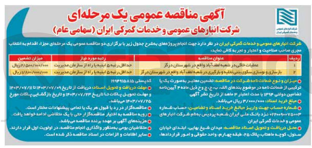 تصویر کوچک آگهی عملیات خاکی در شعبه لطف آباد 