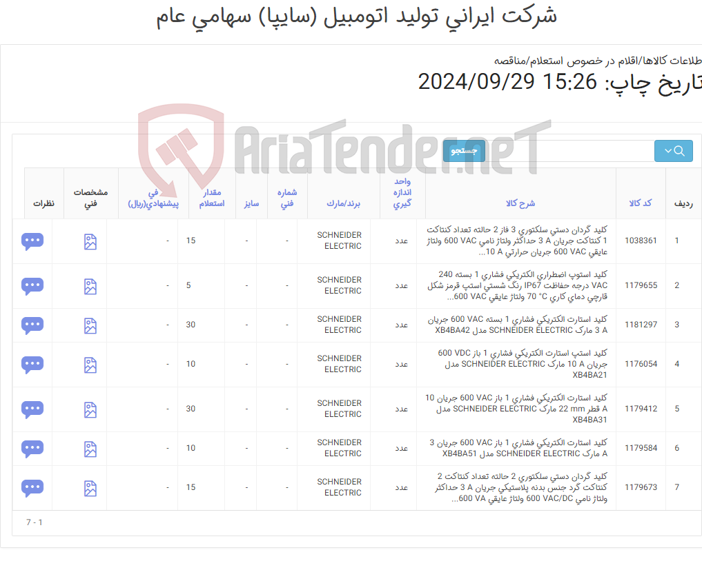 تصویر کوچک آگهی انواع کلید SCHNEIDER