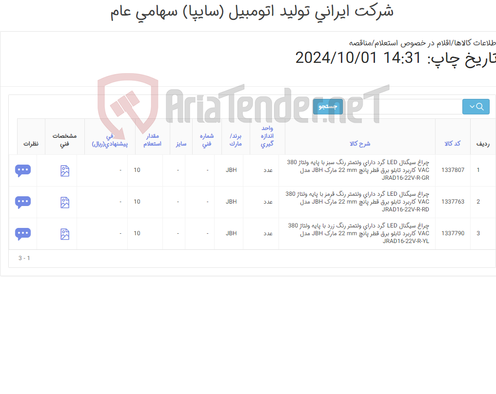 تصویر کوچک آگهی چراغ سیگنال JBH