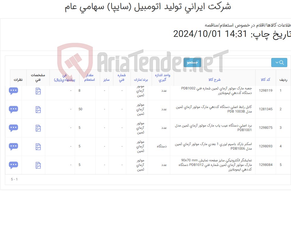 تصویر کوچک آگهی کابل،جعبه،نمایشگر و... موتور آزمای ثمین