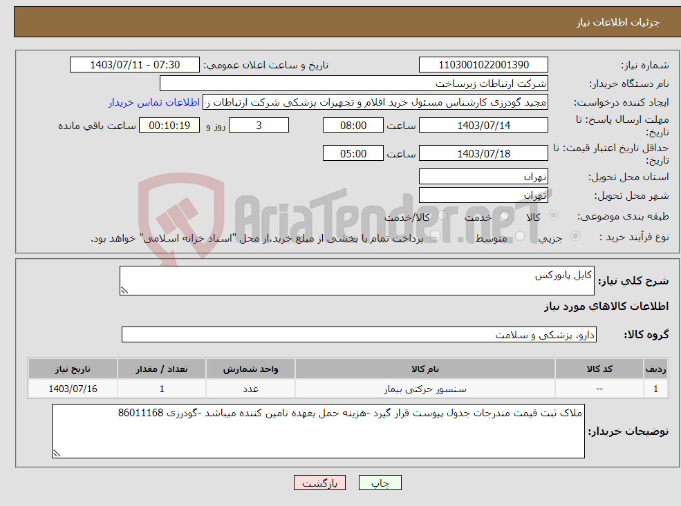 تصویر کوچک آگهی نیاز انتخاب تامین کننده-کابل پانورکس