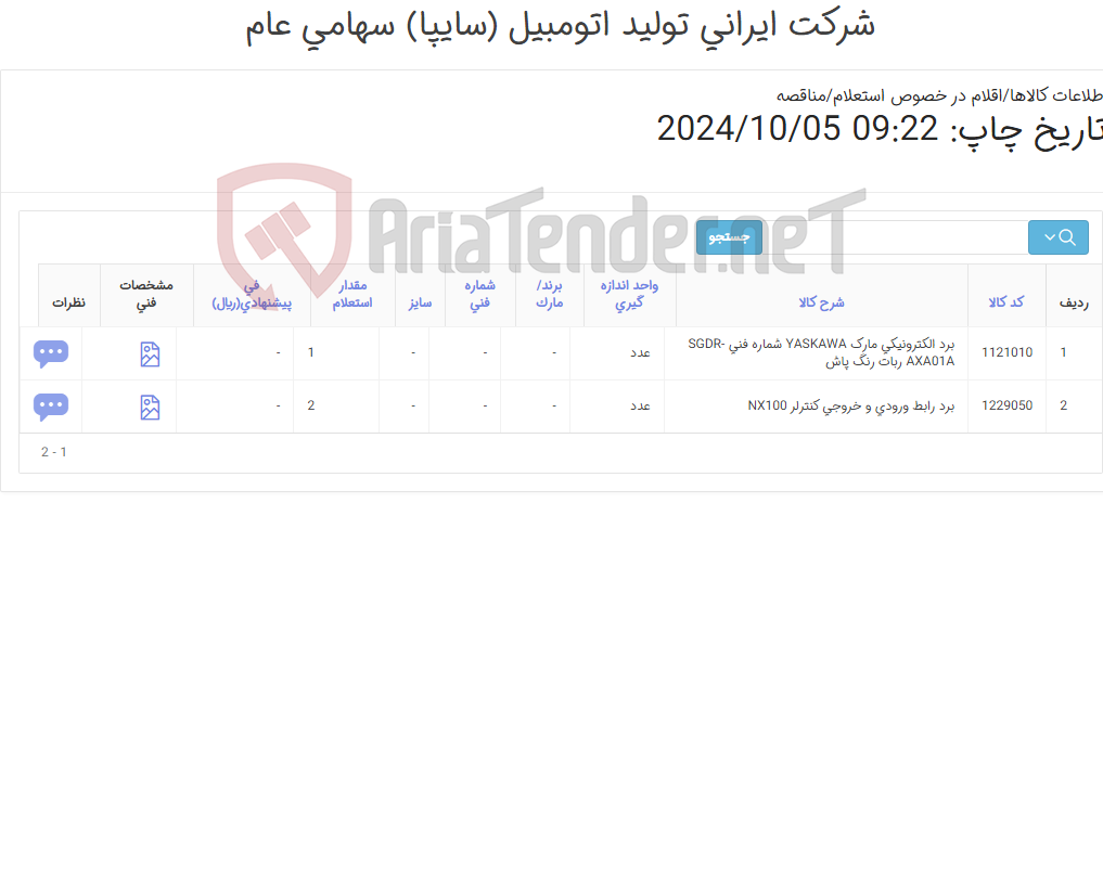 تصویر کوچک آگهی برد الکترنیکی YASKAWA‎