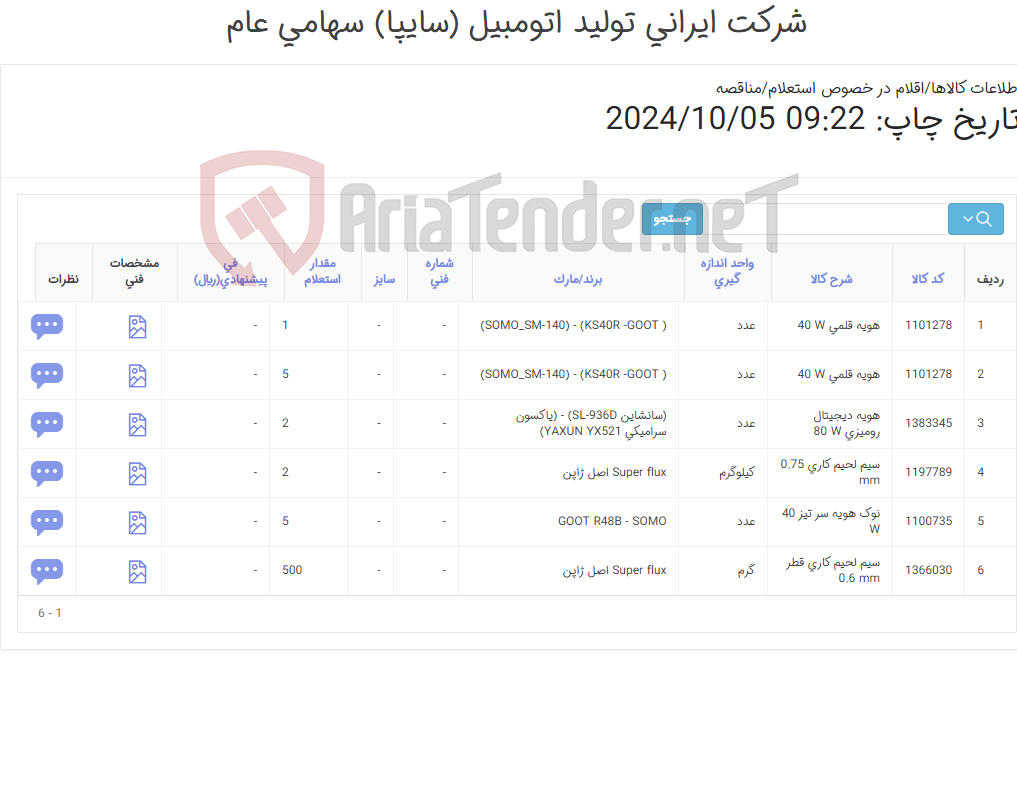 تصویر کوچک آگهی هویه و سیم لحیم (کارشناس خرید: میرزاخانی 48954319)