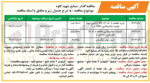 تصویر کوچک آگهی خرید قطعه باکد vs-03 (تامین مواد اولیه ،ماشینکاری cnc و...)
