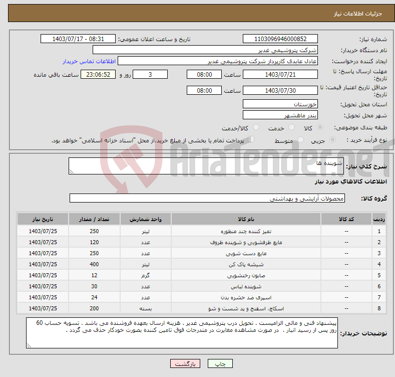 تصویر کوچک آگهی نیاز انتخاب تامین کننده-شوینده ها