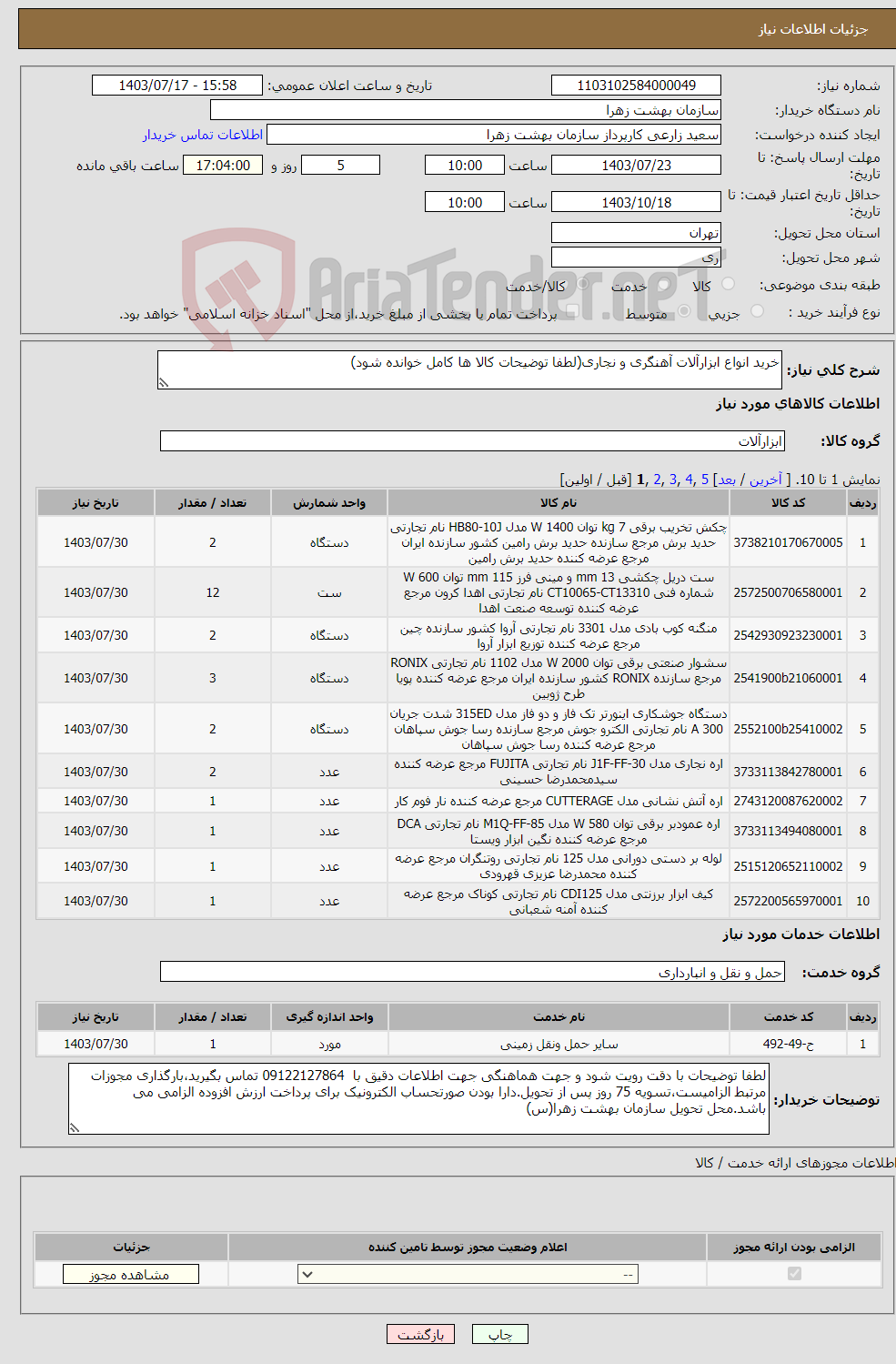 تصویر کوچک آگهی نیاز انتخاب تامین کننده-خرید انواع ابزارآلات آهنگری و نجاری(لطفا توضیحات کالا ها کامل خوانده شود)