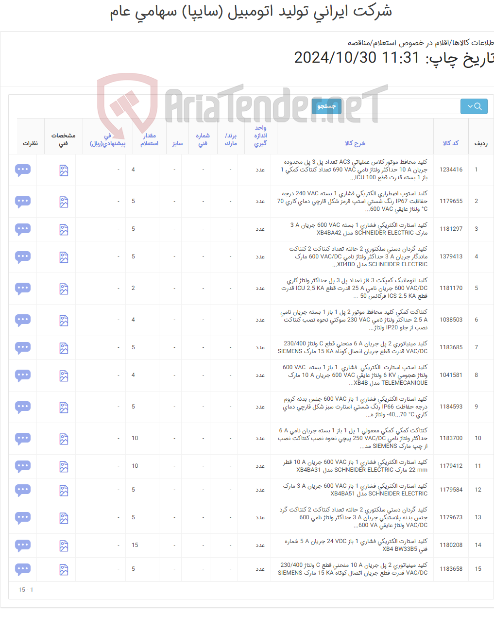 تصویر کوچک آگهی تامین انواع کلید فیوز / مینیاتوری / محافظ