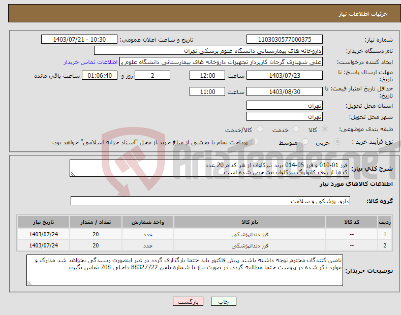 تصویر کوچک آگهی نیاز انتخاب تامین کننده-فرز 01-010 و فرز 05-014 برند تیزکاوان از هر کدام 20 عدد کدها از روی کاتولوگ تیزکاوان مشخص شده است