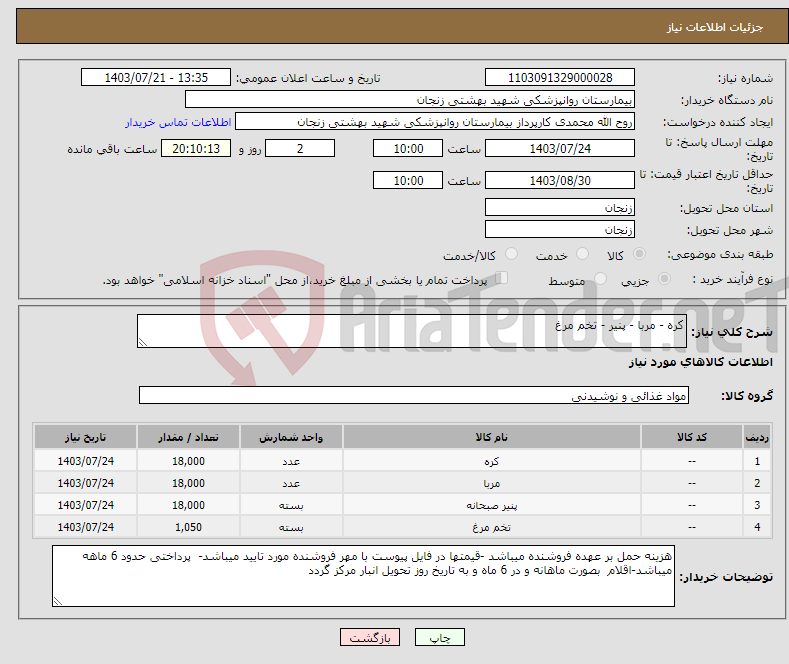 تصویر کوچک آگهی نیاز انتخاب تامین کننده-کره - مربا - پنیر - تخم مرغ