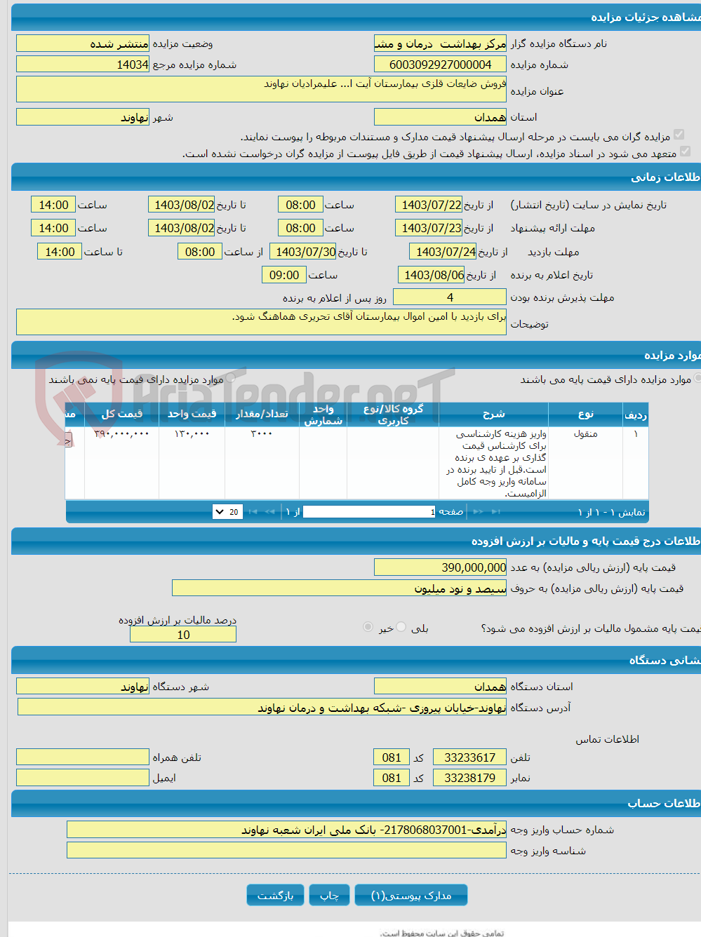 تصویر کوچک آگهی فروش ضایعات قلزی بیمارستان آیت ا... علیمرادیان نهاوند