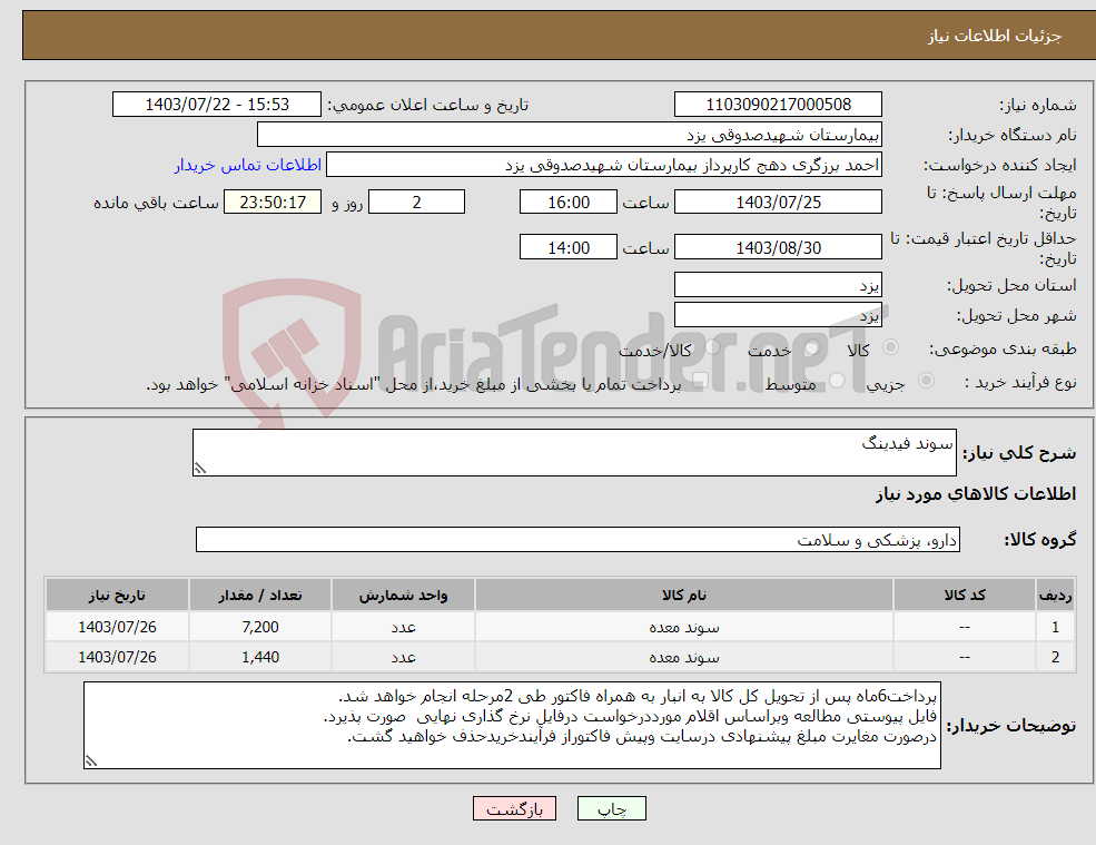 تصویر کوچک آگهی نیاز انتخاب تامین کننده-سوند فیدینگ