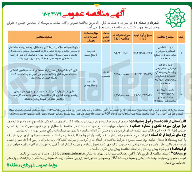 تصویر کوچک آگهی خرید تابلو های ترافیکی ،علائم ایمنی ،و راهنمایی و رانندگی ،تجهیزات ترافیکی در سطح نواحی چهارگانه منطقه 11