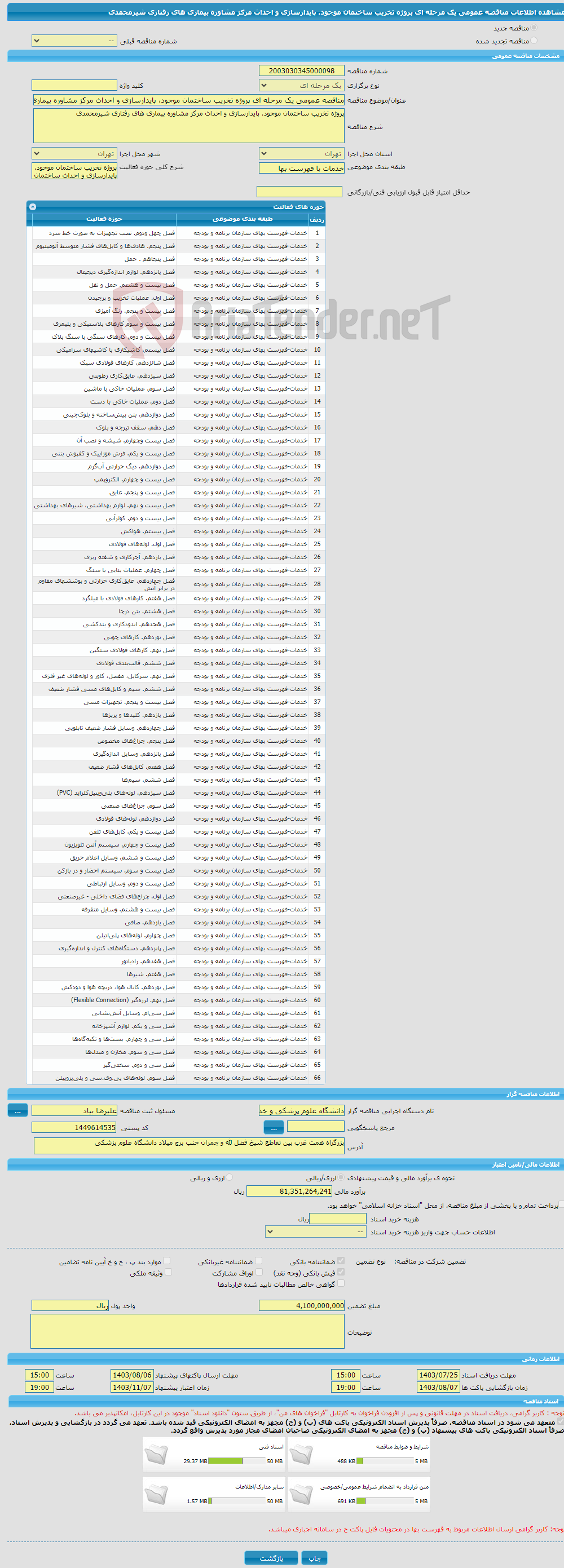 تصویر کوچک آگهی مناقصه عمومی یک مرحله ای پروژه تخریب ساختمان موجود، پایدارسازی و احداث مرکز مشاوره بیماری های رفتاری شیرمحمدی