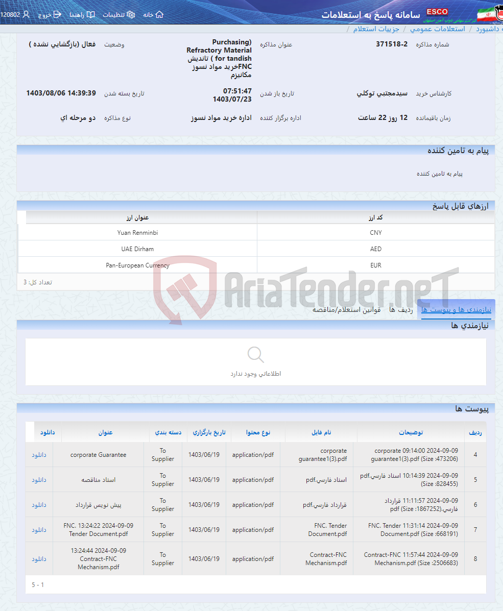 تصویر کوچک آگهی (Purchasing Refractory Material for tandish ) تاندیش FNCخرید مواد نسوز مکانیزم