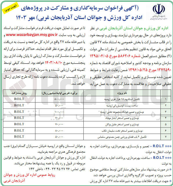 تصویر کوچک آگهی نوسازی و تعمیر استخر تخت سلیمان تکاب  به روش bolt