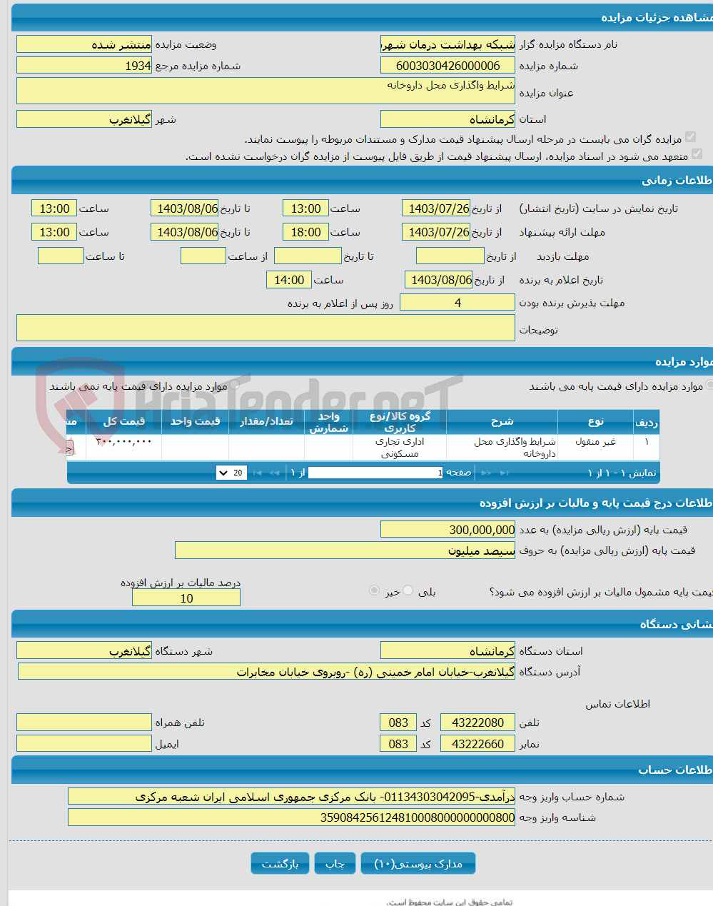 تصویر کوچک آگهی شرایط واگذاری محل داروخانه