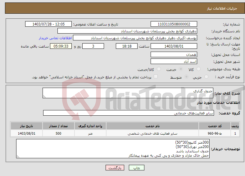 تصویر کوچک آگهی نیاز انتخاب تامین کننده-جدول گذاری