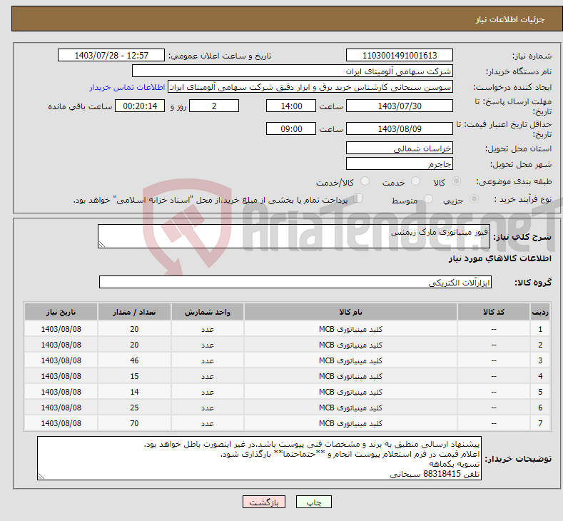 تصویر کوچک آگهی نیاز انتخاب تامین کننده-فیوز مینیاتوری مارک زیمنس