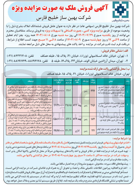 تصویر کوچک آگهی فروش ششدانگ املاک در 4 ردیف با کاربری اداری و زمین